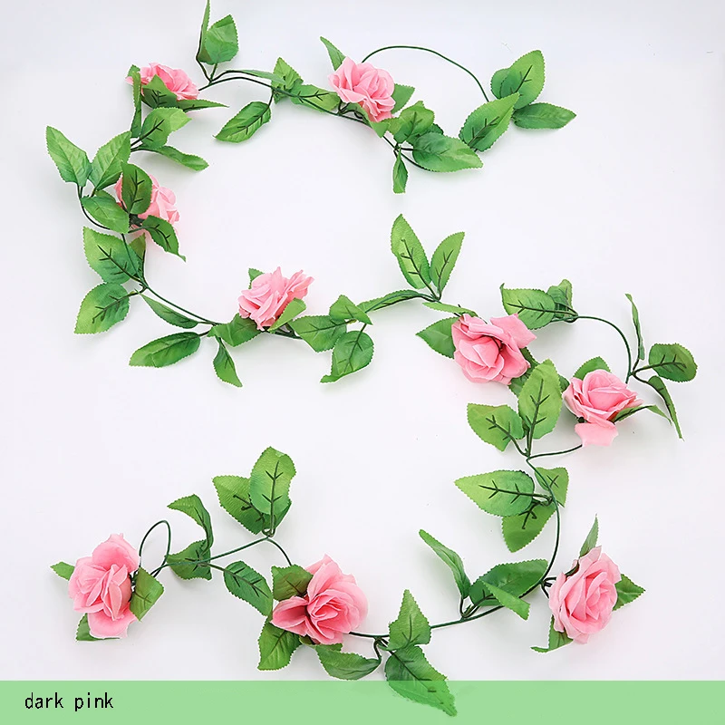 Tanie 250 cm/lot jedwabne róże stroik z bluszczu z zielonymi liśćmi sklep