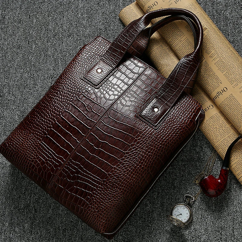 Men 100% Cowhide Leather Classic Brown Color Briefcase Businessmen Bags Crocodile Printing Criefcases
Men 100% Cowhide Leather Classic Brown Color Briefcase Businessmen Bags Crocodile Printing Criefcases