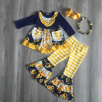 baby Girls Fall outfit girls sunflower set girl yellow stripe sunflower bell-bottoms pants with accessories
baby Girls Fall outfit girls sunflower set girl yellow stripe sunflower bell-bottoms pants with accessories