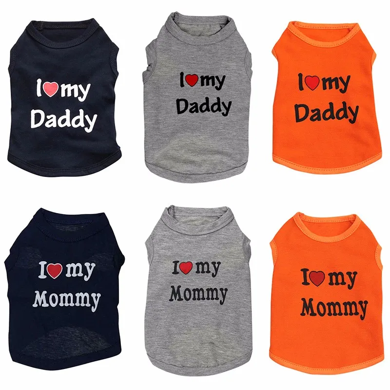 2PCS I love my Mommy/Daddy Pattern Dog T-Shirts Clothes Dog Shirts Apparel Summer Outfit Coats for Small Dogs Cat Pet Puppy
2PCS I love my Mommy/Daddy Pattern Dog T-Shirts Clothes Dog Shirts Apparel Summer Outfit Coats for Small Dogs Cat Pet Puppy