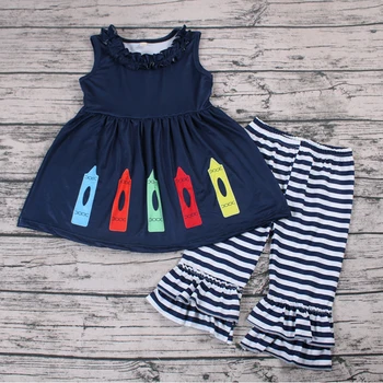 Back to school style screen print crayon tunic stripe capris set for baby girl to school
Back to school style screen print crayon tunic stripe capris set for baby girl to school