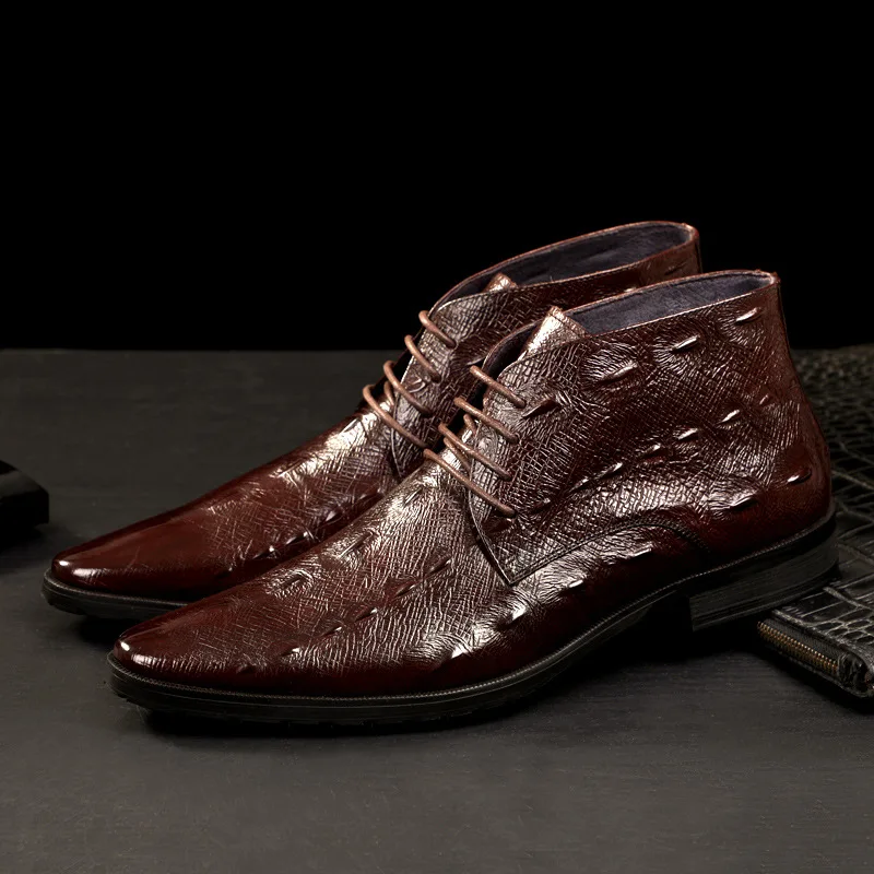 2020 Spring New Style Boots Men Hight-top Leather Shoes Crocodile Pattern Leather Boot Trend Warm Martin Boots Pointed Toe Men's
2020 Spring New Style Boots Men Hight-top Leather Shoes Crocodile Pattern Leather Boot Trend Warm Martin Boots Pointed Toe Men's