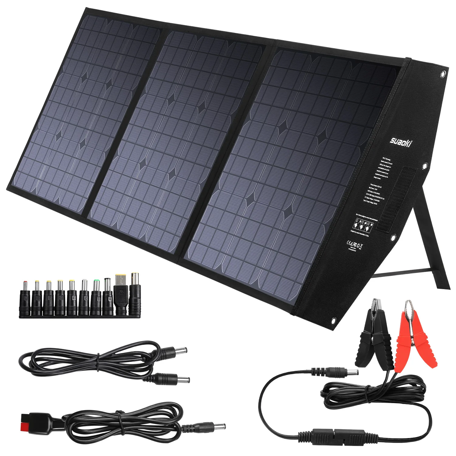 80/120W Portable Solar Panel Battery Charger Foldable USB Power Bank Battery KU 