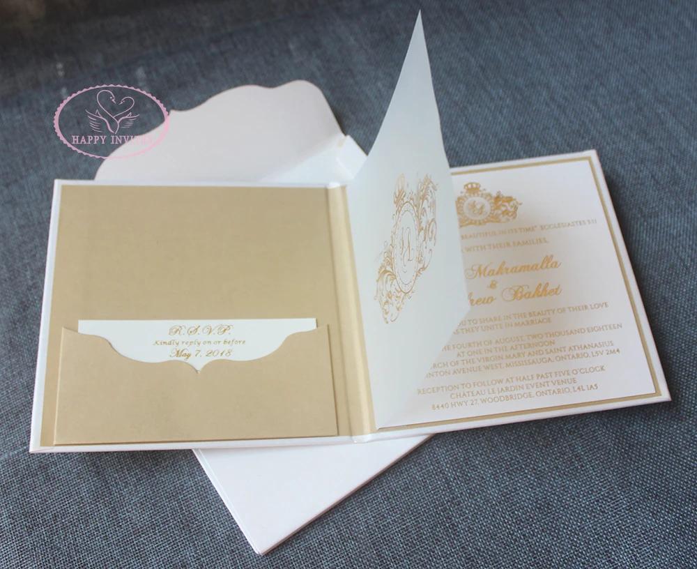 Free Shipping for some Countries/areas! HI1174 Custom HardCover Wedding Invitation Card with Gold Foil Printing
Free Shipping for some Countries/areas! HI1174 Custom HardCover Wedding Invitation Card with Gold Foil Printing