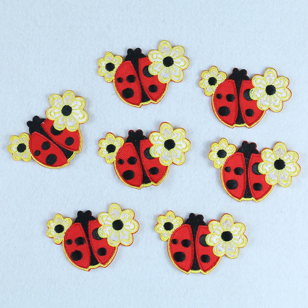#3430 Lot 2Pcs Bee,Ladybug,Butterfly w/Flower Embroidery Iron On Applique Patch 