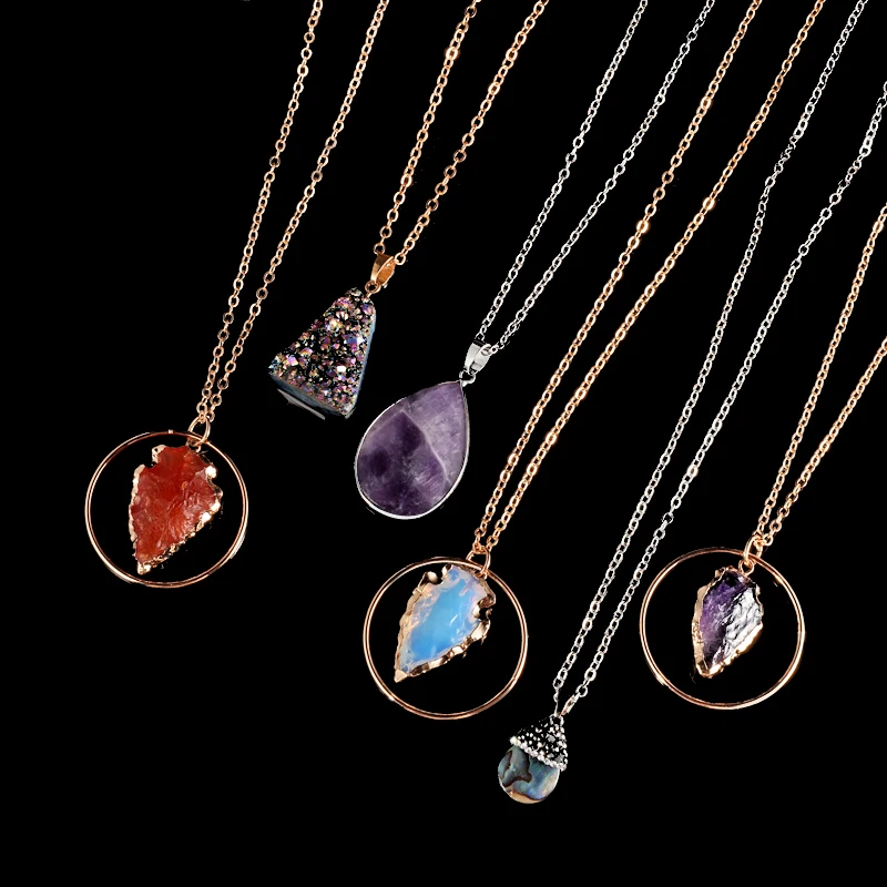 New Natural Stone Quartz Pendant Necklace Colorful Irregular Drusy Gold Color Stone Necklaces for Women Jewelry Gift
New Natural Stone Quartz Pendant Necklace Colorful Irregular Drusy Gold Color Stone Necklaces for Women Jewelry Gift
