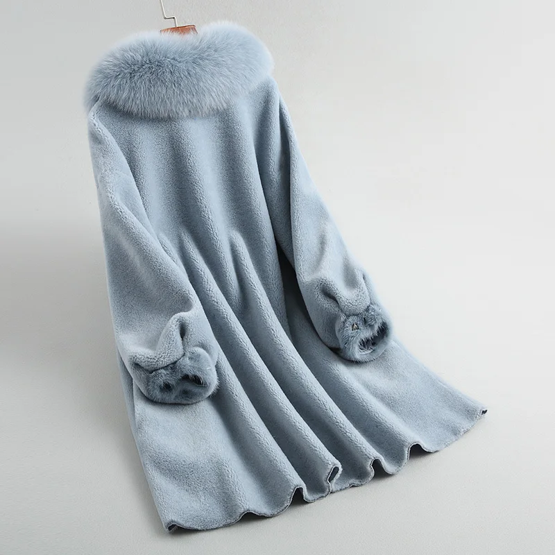 New 2020 Autumn Winter Real Wool Fur Coat Natural Fox Collar Composite Fur One Coat Female Long Jackets 18043 WYQ1806 
New 2020 Autumn Winter Real Wool Fur Coat Natural Fox Collar Composite Fur One Coat Female Long Jackets 18043 WYQ1806