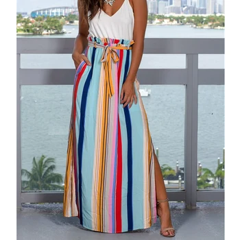 Ladies Fashion Bohemian Skirt Women Long Maxi Full Skirt Indie Folk National Colorful Loose Split High Waist Summer Buttoms 
Ladies Fashion Bohemian Skirt Women Long Maxi Full Skirt Indie Folk National Colorful Loose Split High Waist Summer Buttoms