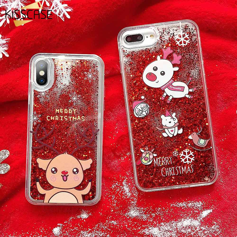 Чехол KISSCASE на Рождество и новый год для iPhone XS MAX XR X 8 7 чехол с зыбучим песком Санта