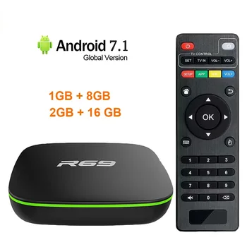R69 Smart Android 7.1 TV Box 1GB 8GB Allwinner H3 Quad-Core 2.4G Wifi Set Top Box 1080P HD Support 3D movie Media player
R69 Smart Android 7.1 TV Box 1GB 8GB Allwinner H3 Quad-Core 2.4G Wifi Set Top Box 1080P HD Support 3D movie Media player