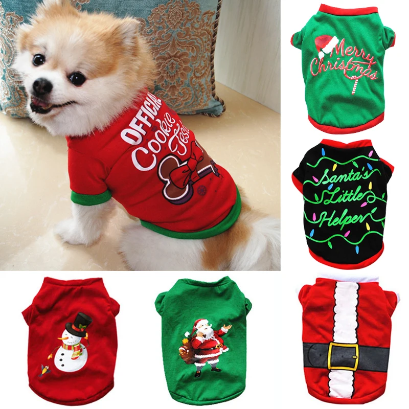 Рождественская хлопковая одежда для домашних животных собак жилет маленьких и