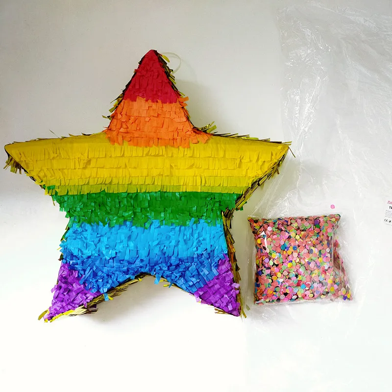 Rainbow Star Shape Pinata with Confetti Fillings Kid's Birthday Party Beating Props Christmas Decorations Para Fiestas
Rainbow Star Shape Pinata with Confetti Fillings Kid's Birthday Party Beating Props Christmas Decorations Para Fiestas