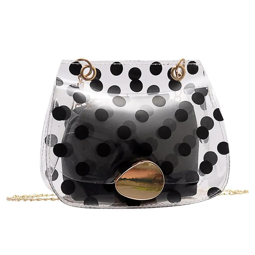 Female Small Flap 2pcs/set Dot Print Clear Casual Shoulder Handbags Transparent PVC Women Chain Crossbody Clutch bolso mujer
Female Small Flap 2pcs/set Dot Print Clear Casual Shoulder Handbags Transparent PVC Women Chain Crossbody Clutch bolso mujer