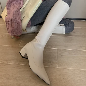 Concise Side Zipper Women's Knee High Boots Fashion Winter Newest Pointed Toe Thick Heels Pumps Wedding Shoes Woman
Concise Side Zipper Women's Knee High Boots Fashion Winter Newest Pointed Toe Thick Heels Pumps Wedding Shoes Woman