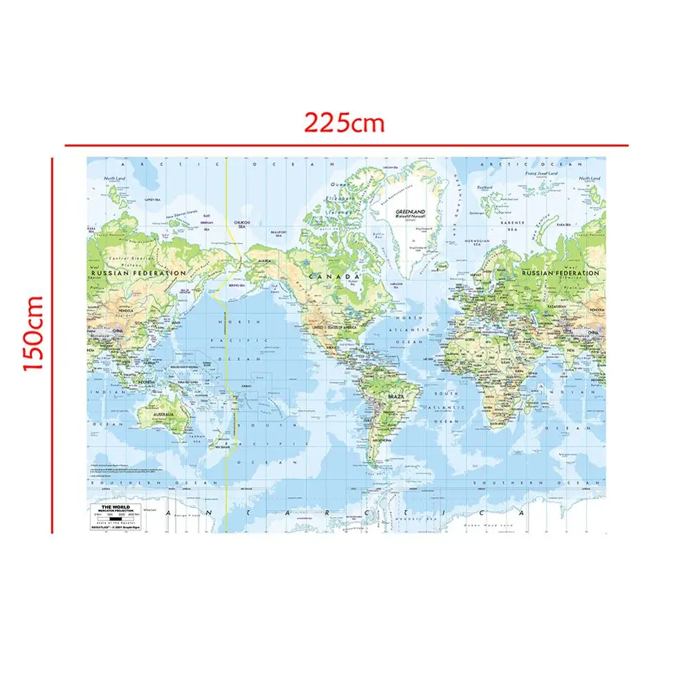 The World Map Mercator Projection 150x225cm Vinyl Spray Painting Map Without National Flag
The World Map Mercator Projection 150x225cm Vinyl Spray Painting Map Without National Flag