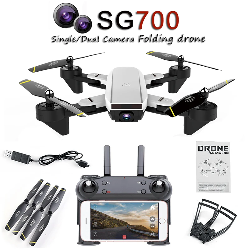 SG700 WiFi FPV RC Drone Dual Camera HD 2MP RC Helicopter Optical Flow Positioning Drone Real Time Aerial Foldable Quadcopter Toy
SG700 WiFi FPV RC Drone Dual Camera HD 2MP RC Helicopter Optical Flow Positioning Drone Real Time Aerial Foldable Quadcopter Toy