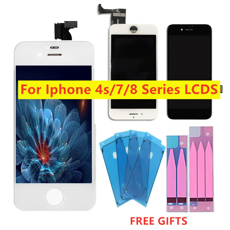 For iPhone 8 Plus AAA Quality LCD Touch Screen 7 plus 4S Assembly Display No Dead Pixel With Free Adhesive | Мобильные телефоны и