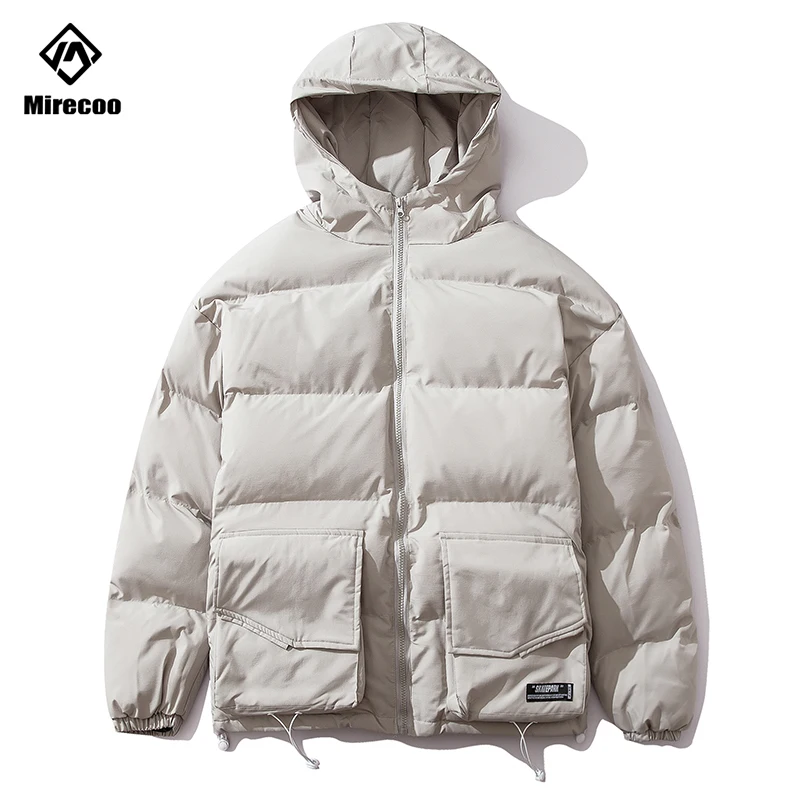Парка Mirecoo Мужская зимняя однотонная куртка с карманами и капюшоном подкладкой