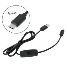 1m USB Type C Charging Cable with ON/OFF Switch for Raspberry Pi 4 Mobile Phone 1m USB Type C Charging Cable with ON/OFF Switch for Raspberry Pi 4 Mobile Phone