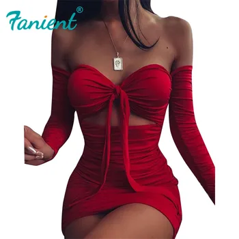 Glitter Women Lace Up Off Shoulder Dress Long Sleeve Solid Red Sexy Party Mini Dresses Bust Tie Bodycon Ruched Dress
Glitter Women Lace Up Off Shoulder Dress Long Sleeve Solid Red Sexy Party Mini Dresses Bust Tie Bodycon Ruched Dress