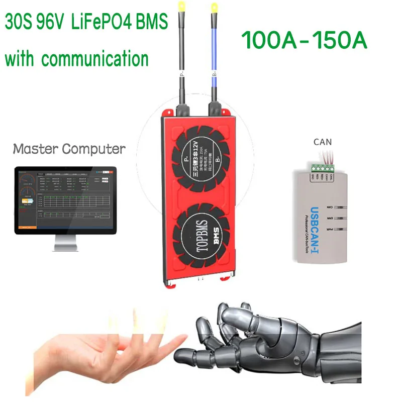 30S 96V LiFePo4 BMS 100A150A with Bluetooth RS485 CANbus NTC Display UART used for LiFePo4 Batteries 3.2V connected in 30 series
30S 96V LiFePo4 BMS 100A150A with Bluetooth RS485 CANbus NTC Display UART used for LiFePo4 Batteries 3.2V connected in 30 series