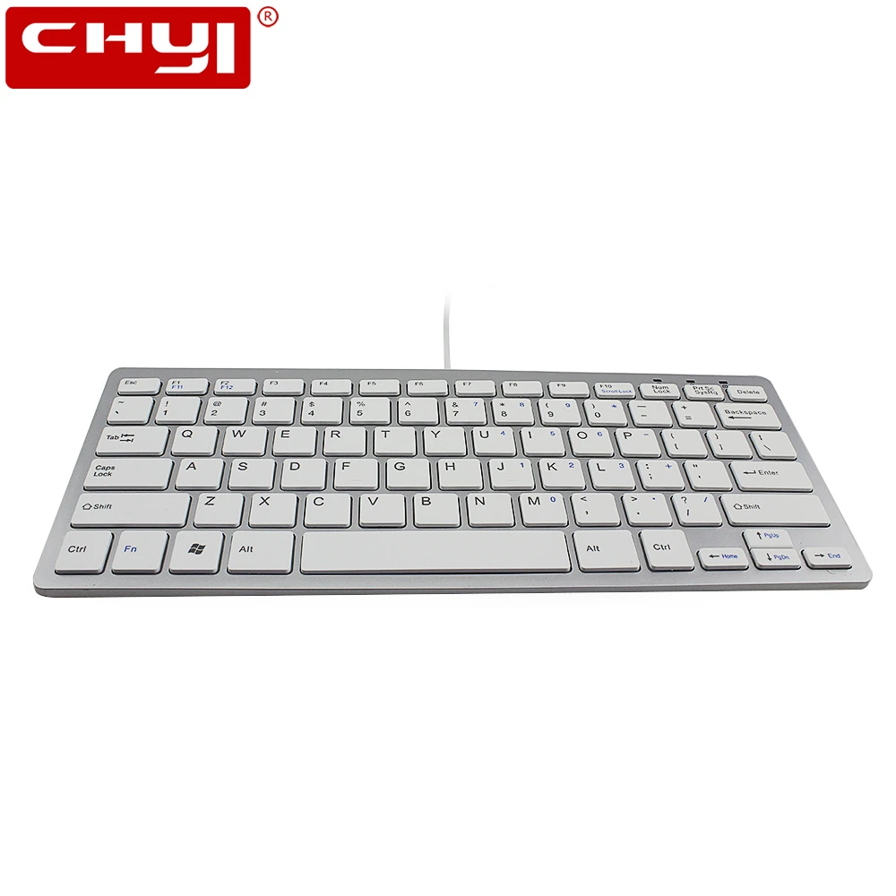 Фото CHYI ультра-тонкий Бизнес проводной игровой клавиатуры белый супер тонкий 78 клавиш