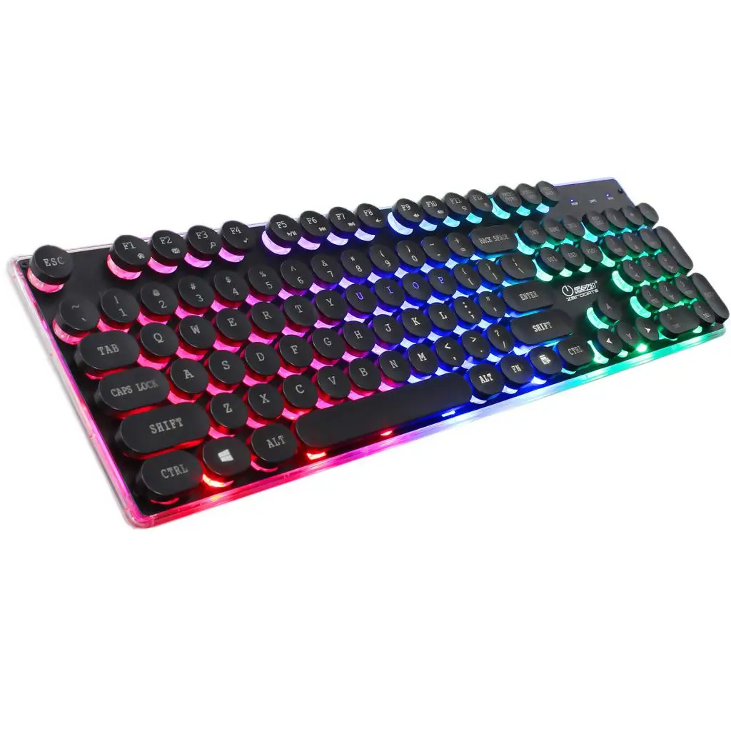Mechanical Feeling Gaming Keyboard 104 Key USB Wired LED Illuminated Backlit Retro Style Mechanical Feeling Gaming Keyboard 104 Key USB Wired LED Illuminated Backlit Retro Style
