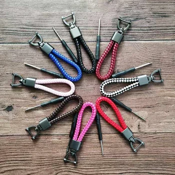 Retro Detachable Metal Hand Woven Leather Moto Car Key Rings Rope Knitting Key Chain Horseshoe Buckle Jewelry Key Rings Holder 
Retro Detachable Metal Hand Woven Leather Moto Car Key Rings Rope Knitting Key Chain Horseshoe Buckle Jewelry Key Rings Holder
