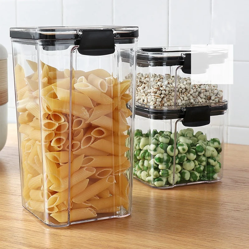4-Pack Household Grain Storage Box Transparent Sealed Jar Tea Nut Moisture Storage Tank(460Ml, 700Ml, 1300Ml, 1800Ml)
