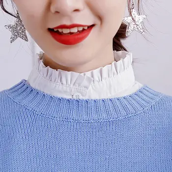 Women Sweet Wrinkled Ruffles Fake Stand Collar Layering White Sweater Half-Shirt
Women Sweet Wrinkled Ruffles Fake Stand Collar Layering White Sweater Half-Shirt