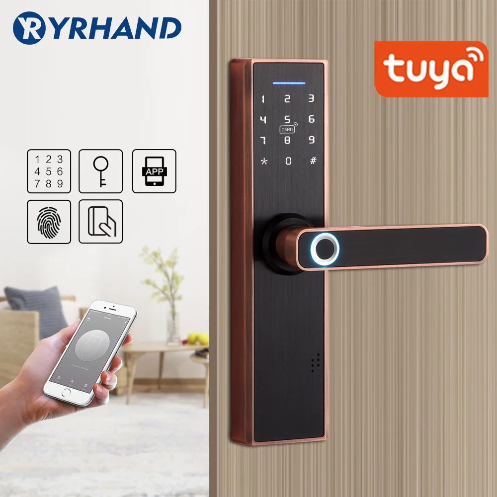 Tuya Fingerprint Lock Smart Card Digital Code Electronic Door Lock Home Security Mortise Lock Wire Drawing Panel Red bronze
Tuya Fingerprint Lock Smart Card Digital Code Electronic Door Lock Home Security Mortise Lock Wire Drawing Panel Red bronze