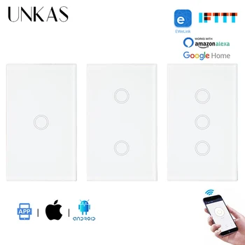 UNKAS Luxury Crystal Panel US Standard WIFI Touch Switch Ewelink APP Smart Home Automation 1/2/3 Gang Switch Null and Fire Line
UNKAS Luxury Crystal Panel US Standard WIFI Touch Switch Ewelink APP Smart Home Automation 1/2/3 Gang Switch Null and Fire Line