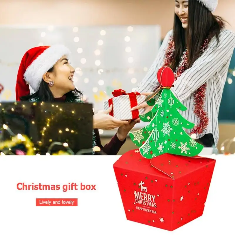paper boxes christmas tree shaped cartoon folding pastry gifts