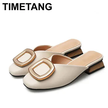 TIMETANG Closed Toe Mules Women Genuine Leather Low Heels Slippers Casual Metal Buckle Slip on Slides Shallow Loafers Big Size
TIMETANG Closed Toe Mules Women Genuine Leather Low Heels Slippers Casual Metal Buckle Slip on Slides Shallow Loafers Big Size
