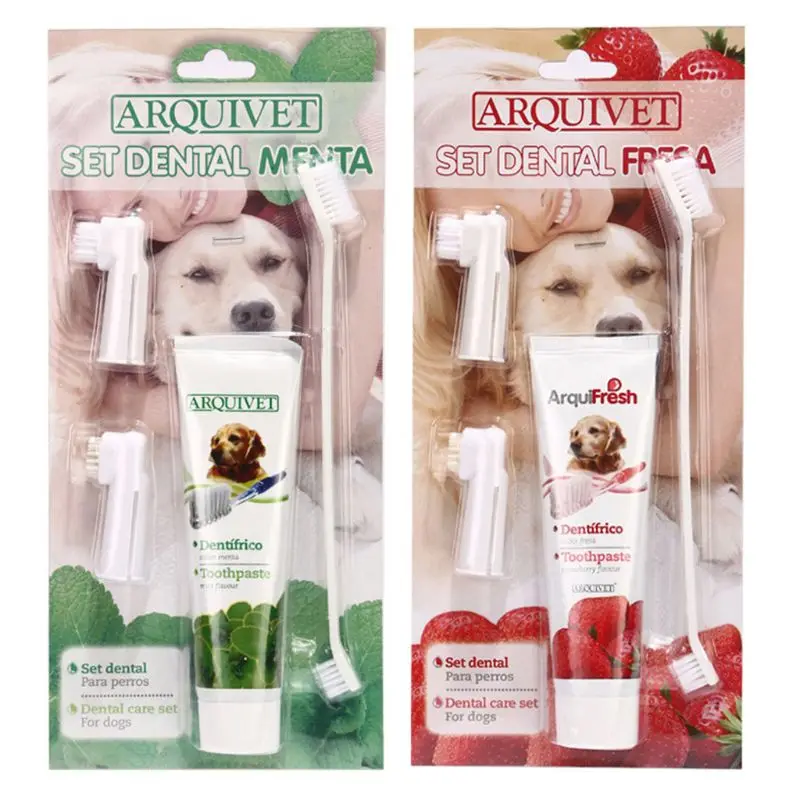 Toothpaste for Dogs Pet Dental Care Kit with 2 Finger Toothbrushes, 1 Dual Sided Brushes and 1 Dog Toothpaste
Toothpaste for Dogs Pet Dental Care Kit with 2 Finger Toothbrushes, 1 Dual Sided Brushes and 1 Dog Toothpaste