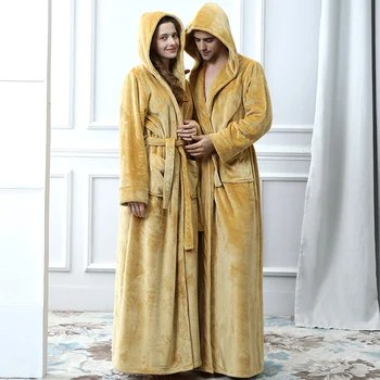 Flannel Bathrobe Women Long Warm Winter Bath Robe Hooded Bridesmaid Robe Sexy Wedding Dresses Mens Nightwear Plus Size 
Flannel Bathrobe Women Long Warm Winter Bath Robe Hooded Bridesmaid Robe Sexy Wedding Dresses Mens Nightwear Plus Size