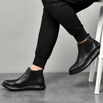 Fashion Winter Genuine Leather Ankle Chelsea Boots Men with fur Shoes warm Outdoor Vintage Classic Male Casual Motorcycle Boots
Fashion Winter Genuine Leather Ankle Chelsea Boots Men with fur Shoes warm Outdoor Vintage Classic Male Casual Motorcycle Boots
