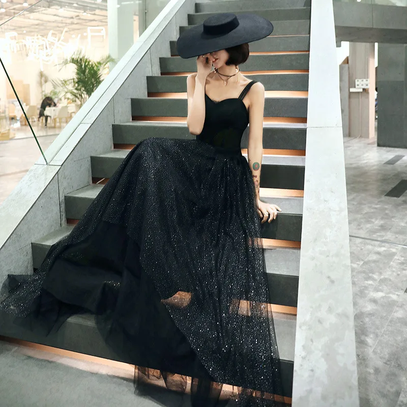 Black Camisole Evening Gown Women's Banquet Nobility Elegant Debutante Online Celebrity Long-Simple And Elegant Small Dress
Black Camisole Evening Gown Women's Banquet Nobility Elegant Debutante Online Celebrity Long-Simple And Elegant Small Dress