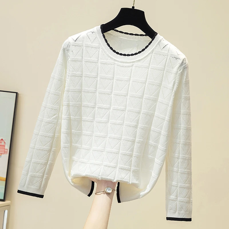 2021 Autumn Knitted Pullover Sweaters Female Black Hollow Out Long Sleeve O-neck Korean Jumper Mujer Sweater Pullovers Women Top
2021 Autumn Knitted Pullover Sweaters Female Black Hollow Out Long Sleeve O-neck Korean Jumper Mujer Sweater Pullovers Women Top