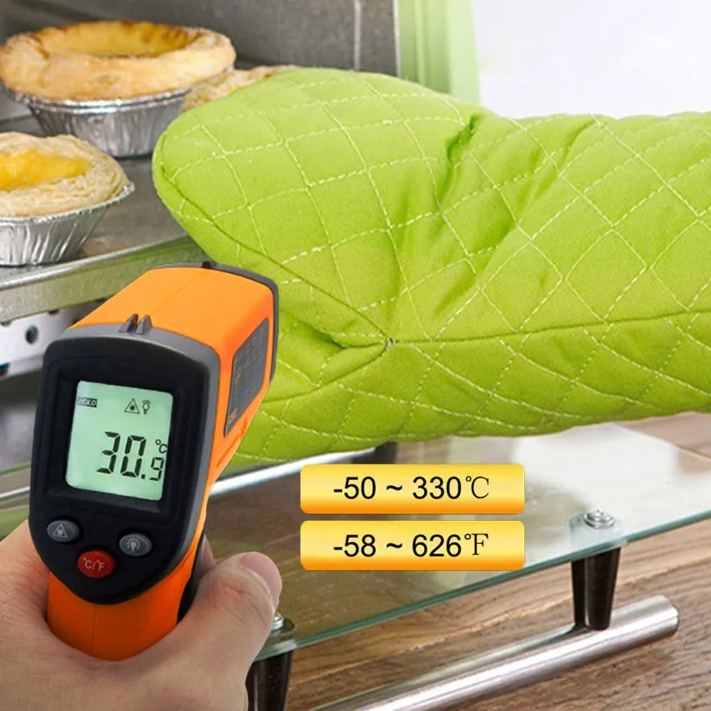 Kitchen Non-Contact Laser LCD Display IR Infrared Digital C/F Selection Surface Temperature Thermometer Pyrometer Imager Aug829Z | Дом и сад