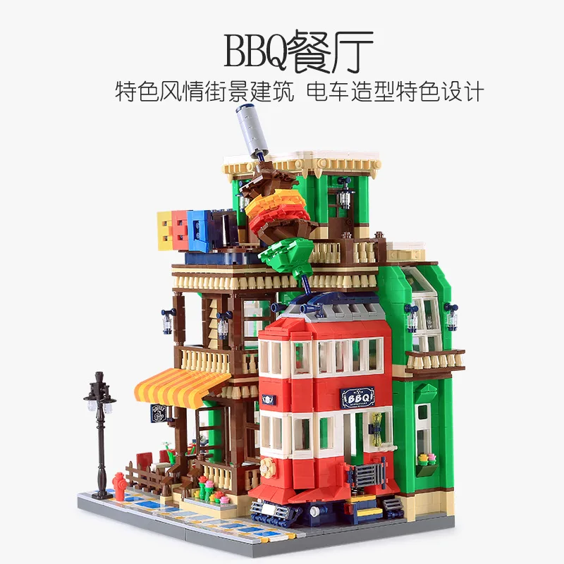 Wange Building Blocks Small Particles Building Blocks Style Architecture City Street View Series Barbecue/BBQ Restaurant 6313
Wange Building Blocks Small Particles Building Blocks Style Architecture City Street View Series Barbecue/BBQ Restaurant 6313