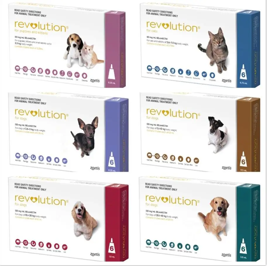 Revolution - Vet-Grade Protection (selamectin)-treatment of fleas, tick, ear mites and heartworms For dog & cat
Revolution - Vet-Grade Protection (selamectin)-treatment of fleas, tick, ear mites and heartworms For dog & cat