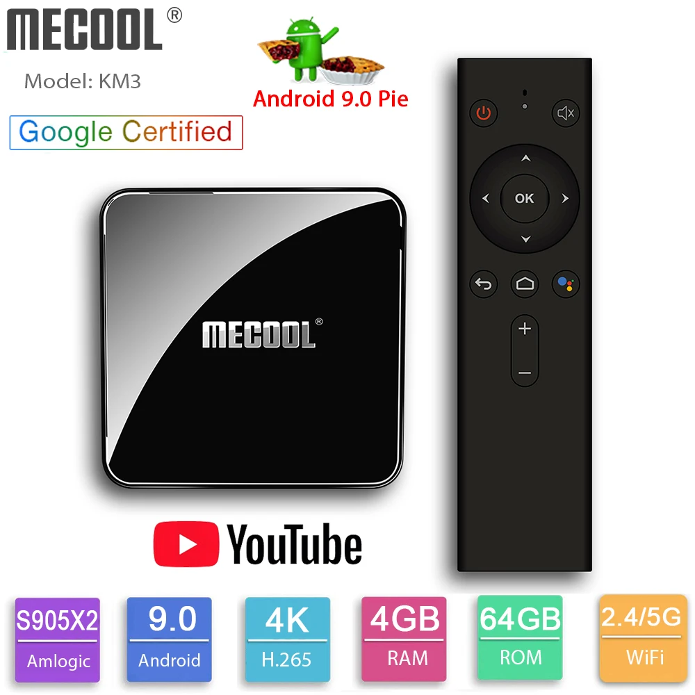 MECOOL KM3 ATV Android 9.0 TV Box Google Certified Smart TV Box Amlogic S905X2 4GB 64GB 4K 2.4G/5G Wifi KM9 Pro Set top Box4/32G 
MECOOL KM3 ATV Android 9.0 TV Box Google Certified Smart TV Box Amlogic S905X2 4GB 64GB 4K 2.4G/5G Wifi KM9 Pro Set top Box4/32G
