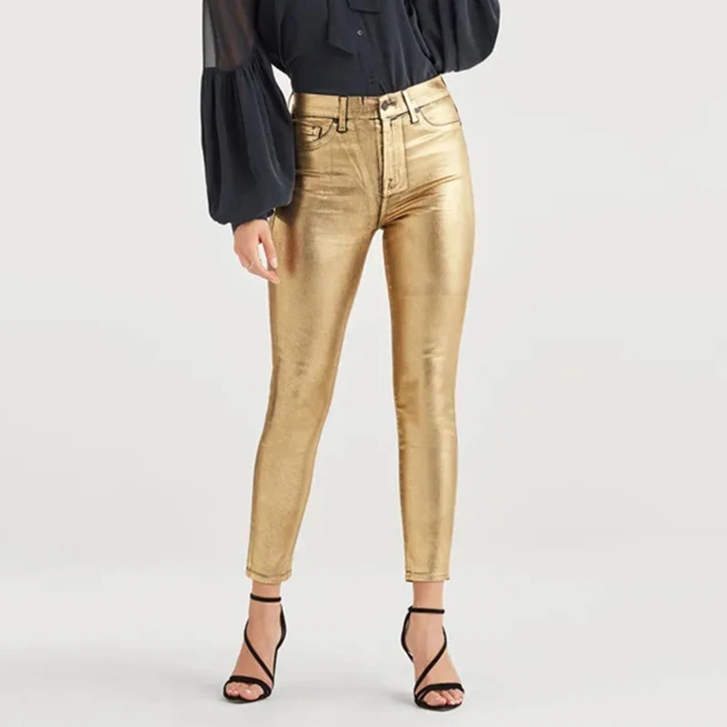 Women Gold Stretch Denim Pencil Pants Autumn Winter High Waist Solid Zipper Pockets Office Lady Skinny Slim Jeans Trousers
Women Gold Stretch Denim Pencil Pants Autumn Winter High Waist Solid Zipper Pockets Office Lady Skinny Slim Jeans Trousers