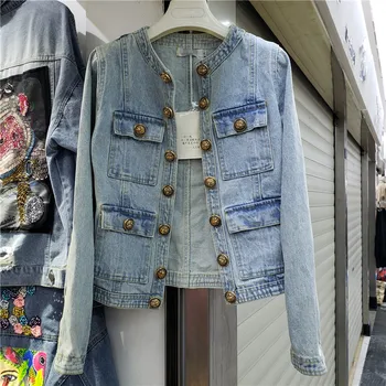 2020 Spring and Autumn New Denim Jacket Girls Vintage Washed Blue Slim Fit Short Jeans Coat Female Jean Jackets Women Streetwear
2020 Spring and Autumn New Denim Jacket Girls Vintage Washed Blue Slim Fit Short Jeans Coat Female Jean Jackets Women Streetwear