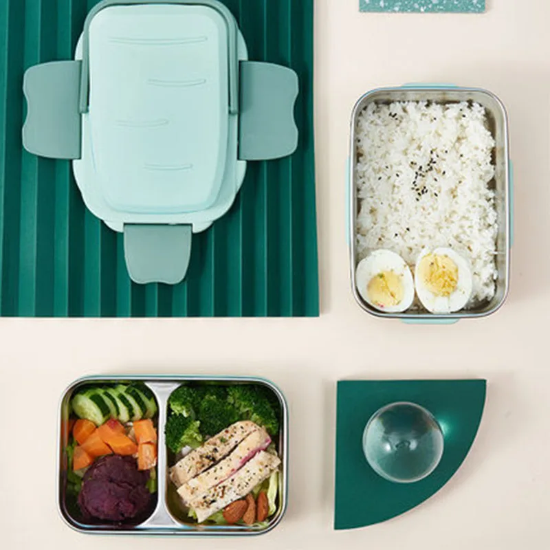 

Изолированный Ланч-бокс из нержавеющей стали, двухслойный детский бэнто-бокс, пищевой контейнер в нордическом стиле, коробки для хранения завтрака