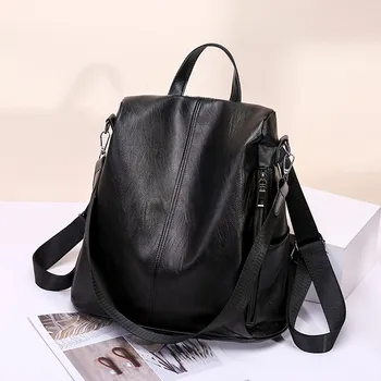 Fashion Backpack Woman Anti-theft Backpack Bag Casual Wild Soft Leather Dual-use Small Backpack Black Bolsas Feminina#30
Fashion Backpack Woman Anti-theft Backpack Bag Casual Wild Soft Leather Dual-use Small Backpack Black Bolsas Feminina#30