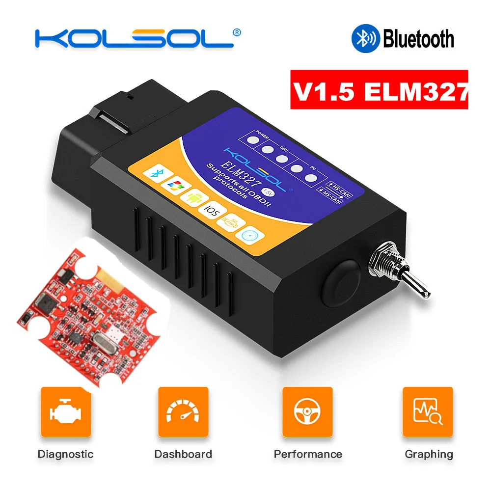 KOLSOL ELM327 Bluetooth OBD2 Scanner V1.5 ELM327 with Switch modified for Ford CH340+25K80 chip HS-CAN / MS-CAN
KOLSOL ELM327 Bluetooth OBD2 Scanner V1.5 ELM327 with Switch modified for Ford CH340+25K80 chip HS-CAN / MS-CAN