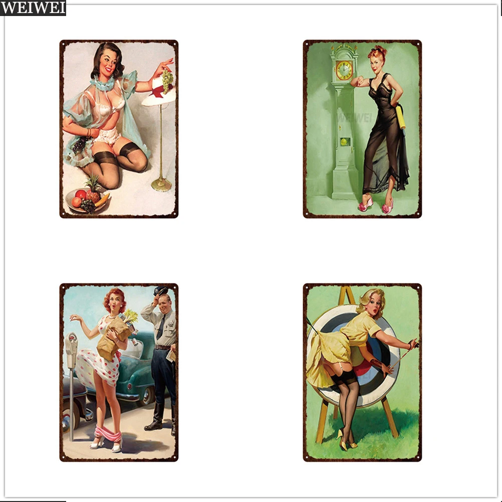 WEIWEI Pin Up Girl Tin Sign Plaque Metal Vintage Sexy Beauty Metal Painting Wall Decor for Bar Pub Club Man Cave Retro Metal Pos
WEIWEI Pin Up Girl Tin Sign Plaque Metal Vintage Sexy Beauty Metal Painting Wall Decor for Bar Pub Club Man Cave Retro Metal Pos
