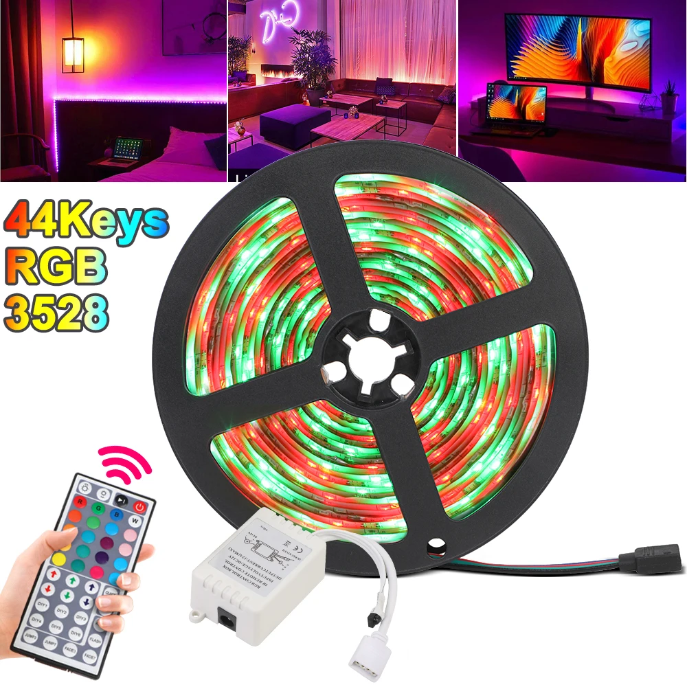 5/10/15/20M WiFi Led Light Strip Waterproof SMD 3528 DC12V RGB String Diode With Remote And Adapter Plug For Room Decoration | Лампы и
